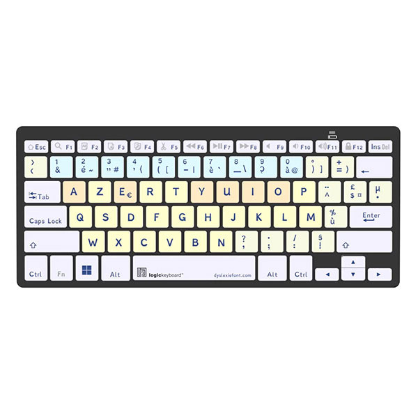 Clavier Compact sans fil PC avec police adaptée Dyslexie 