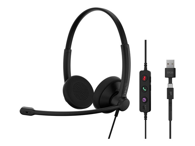 EPOS IMPACT 100 Series - Micro-casque - sur-oreille - filaire - USB-A, USB-C - noir - Certifié pour Microsoft Teams 