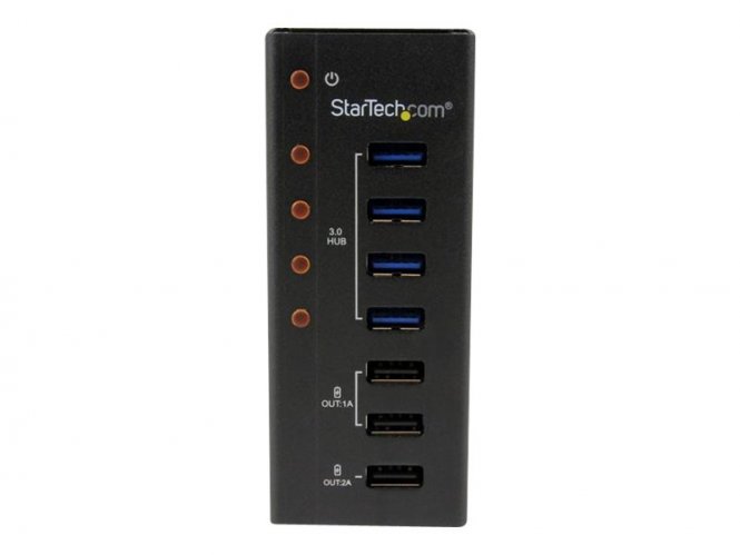 StarTech.com Hub USB 3.0 Alimenté de 4 ports avec Station de Recharge de 3 ports USB (2 x 1A, 1 x 2A) - Boîtier en Métal à Fixation Murale - Concentrateur (hub) - 4 x SuperSpeed USB 3.0 - de bureau - pour P/N: PEXUSB3S3GE, SVA12M5NA, USB312SAT3CB, USB315C 