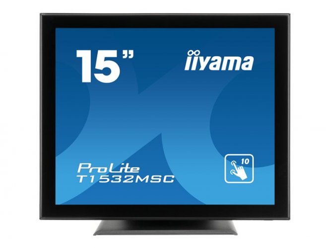 iiyama ProLite T1532MSC-B5X - Écran LED - 15" - écran tactile - 1024 x 768 XGA @ 75 Hz - TN - 370 cd/m² - 700:1 - 8 ms - HDMI, VGA, DisplayPort - haut-parleurs - noir 