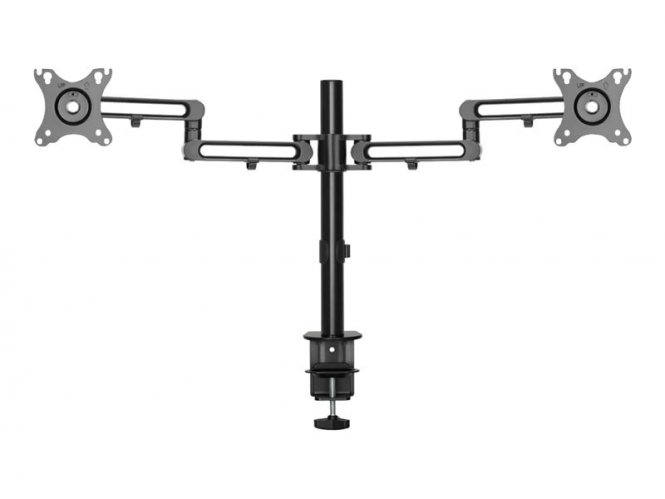 De 13 à 27 pouces (33 à 68 cm)-Réglage à une touche pour une visualisation confortable-Pivotement à 180° et inclinaison de -15° à +15°-Supporte jusqu'à 10 kg 