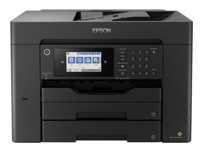 Epson WorkForce WF-7840DTWF - Imprimante multifonctions - couleur - jet d'encre - A3 (297 x 420 mm) (original) - A3 (support) - jusqu'à 25 ppm (impression) - 550 feuilles - 33.6 Kbits/s - USB 2.0, LAN, Wi-Fi(n), hôte USB 