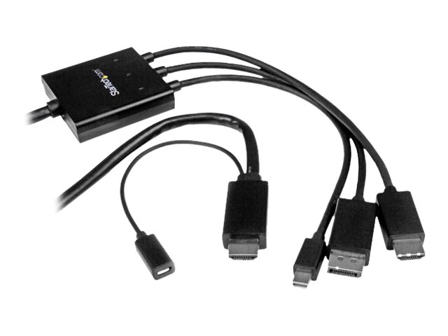 StarTech.com Câble adaptateur HDMI, DisplayPort ou Mini DisplayPort vers HDMI de 2 m - Convertisseur HDMI, DP, Mini DP vers HDMI - Noir - Adaptateur vidéo - HDMI, DisplayPort, Mini DisplayPort mâle pour HDMI, Micro-USB de type B (alimentation uniquement) 