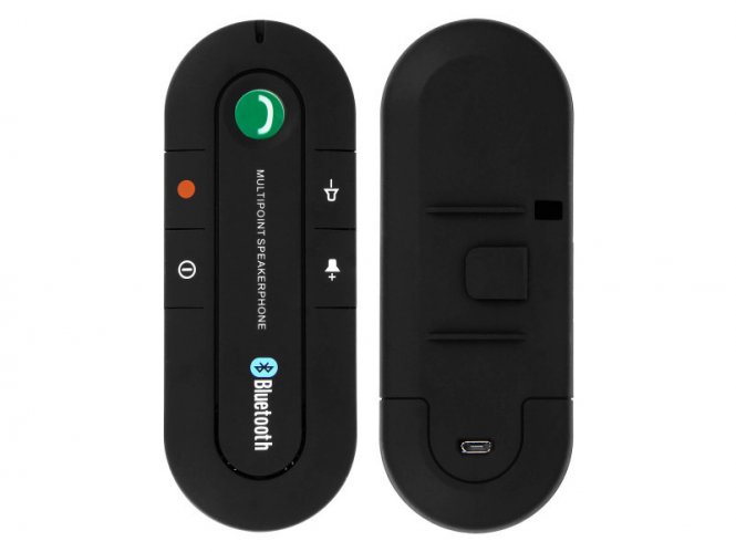 KIT MAINS LIBRES BLUETOOTH Rechargeable, clipsable, transportable Micro et haut parleur intégrés - Mémorisation 2 cellulaires minimum. 