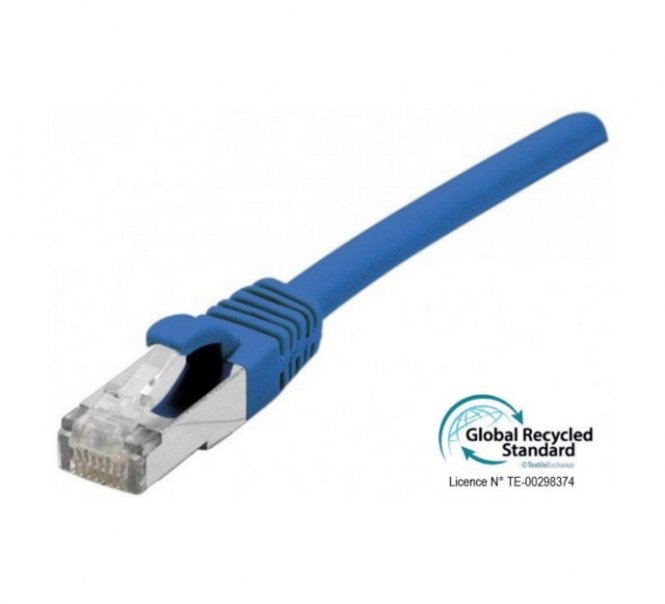 Cordon RJ45 certifié GRS CAT 6 F/UTP snagless bleu - 1 m - disponible 24 / 48h 