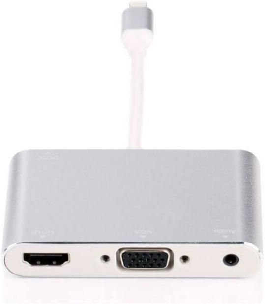 MicroConnect Lightning - HDMI / VGA / AUDIO, Argent