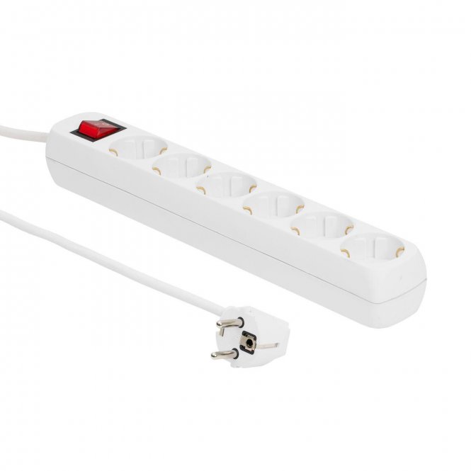 W128812636 MicroConnect 6-way Schuko Power Strip on/off switch 1.5M, White