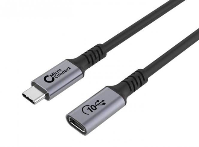 MicroConnect USB-C extension cable 2m, 100W, 10Gbps, USB 3.2 Gen 2x2 