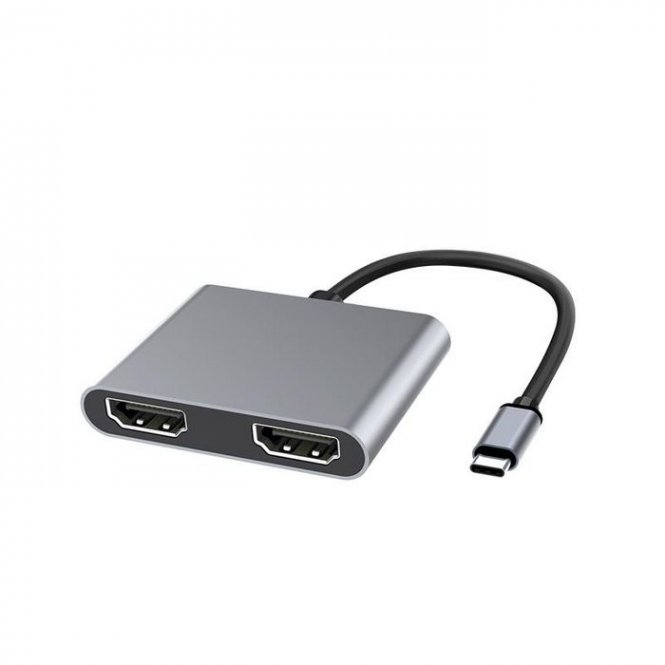 MicroConnect Adaptateur USB-C vers 2 x HDMI, 0,15 m, Gris, MST 