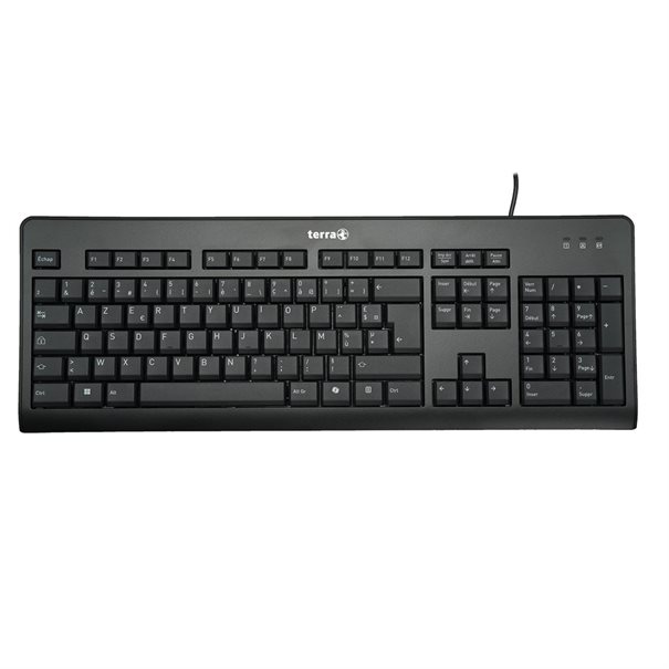 Clavier filaire TERRA 1500 FR USB Noir Copilot AZERTY, 105 touches, filaire, 1,80 m