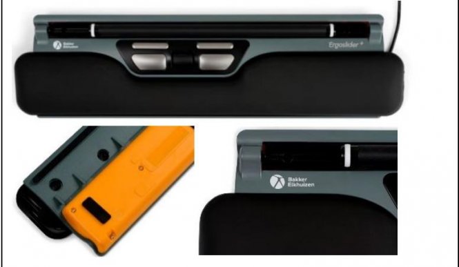 BakkerElkhuizen Ergoslider+ Central Mouse Dark Grey. Includes USB-A & Type-C connectivity 