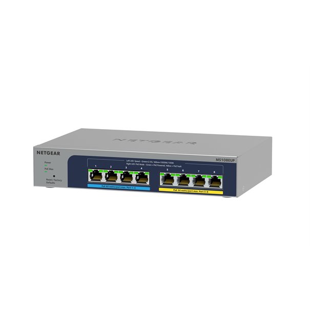 Netgear 8Port Switch 100/1000/2500 MS108EUP 8-Port Ultra60 PoE++ Multi-Gig unmgd Switch 