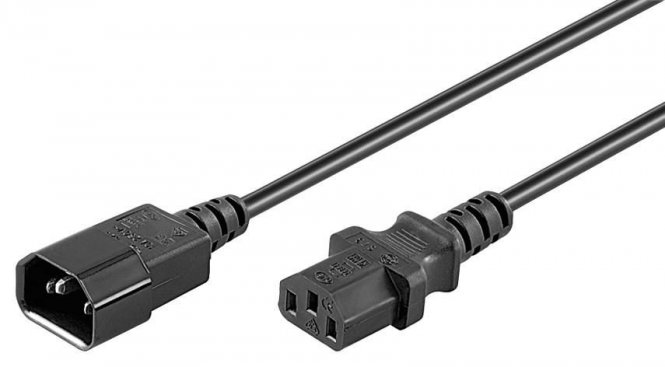 MicroConnect Power cord extension, C14 male/C13 female, 1.0m, Black 