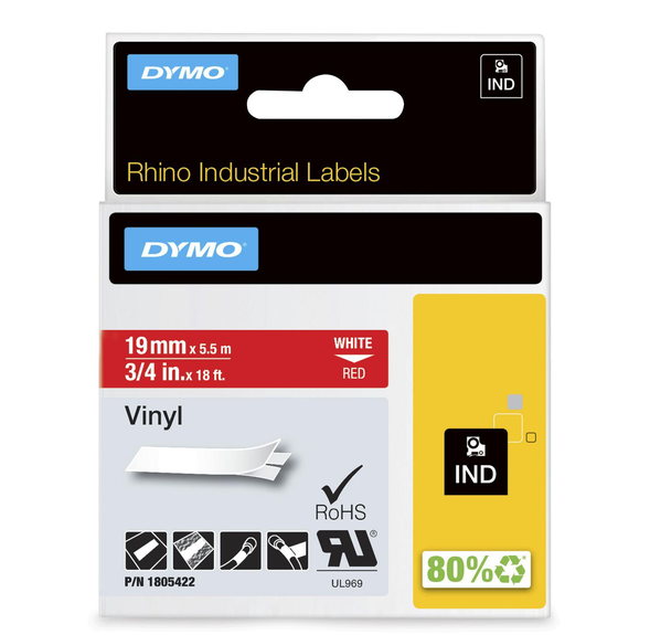 DYMO Étiquettes en vinyle IND, 19mm x 5.5m 