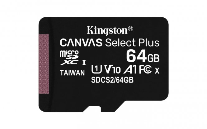 Kingston Canvas Select Plus - Carte mémoire flash - 64 Go - A1 / Video Class V10 / UHS Class 1 / Class10 - microSDXC UHS-I 