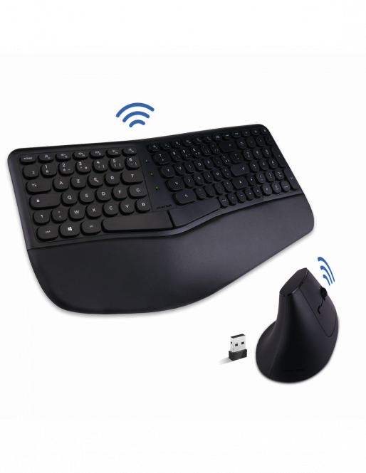 Advance SmartErgo Wireless Ensemble clavier/souris ergonomique sans fil (RF 2.4 GHz) - 12 raccourcis multimédias - AZERTY, Français 
