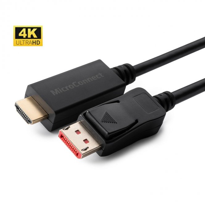 MicroConnect 4K DisplayPort 1.4 - HDMI 2.0 Cable 2m 