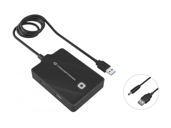 Conceptronic Hubbies 4-Port Usb 3.0/2.0 Hub, 90Cm Cable 