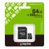 Kingston Canvas Select Plus - Carte mémoire flash (adaptateur microSDXC vers SD inclus(e)) - 64 Go - A1 / Video Class V10 / UHS-I U1 / Class10 - microSDXC UHS-I 