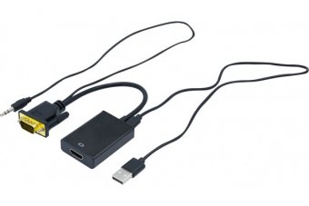 CONVERTISSEUR VGA +AUDIO (3,5mm jack)  VERS HDMI - 17 CM 