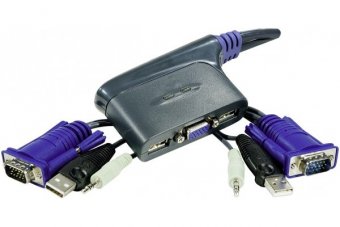 Aten CS62US Mini Swich KVM  2 ports VGA/USB + Audio câbles intégrés 