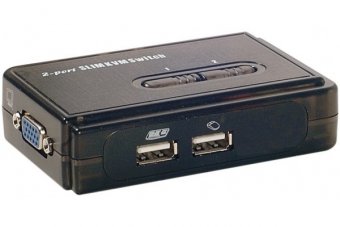 DEXLAN Pocket switch KVM VGA/USB 2 Ports avec câbles 