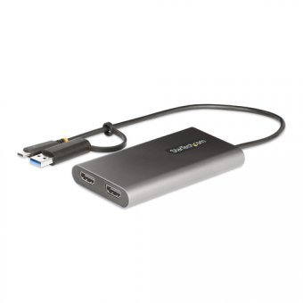 StarTech.com Adaptateur USB-C vers Double HDMI - 4K 60Hz - 100W PD - Adaptateur vidéo - Conformité TAA - USB type A, USB-C mâle pour 2 x 19 pin HDMI Type A, USB-C femelle - 30 cm - gris - support 4K, actif 