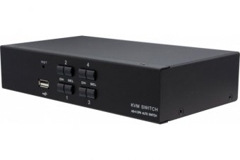 DEXLAN KVM Switch DisplayPort 4K/USB/Audio 4 ports + câbles 