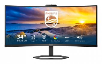 Philips 34E1C5600HE - 5000 Series - écran LED - incurvé - 34" - 3440 x 1440 WQHD @ 100 Hz - VA - 300 cd/m² - 3000:1 - 4 ms - HDMI, DisplayPort, USB-C - haut-parleurs - noir texturé 