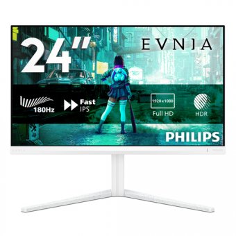 Philips Evnia 3000 24M2N3201A - Écran LED - jeux - 24" (23.8" visualisable) - 1920 x 1080 Full HD (1080p) @ 180 Hz - Fast IPS - 300 cd/m² - 1000:1 - HDR10 - 0.5 ms - 2xHDMI, DisplayPort - haut-parleurs - blanc 
