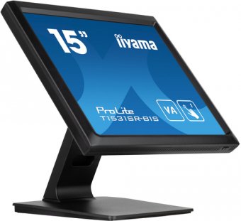 iiyama ProLite T1531SR-B1S - Écran LED - 15" - écran tactile - 1024 x 768 - VA - 350 cd/m² - 2500:1 - 18 ms - HDMI, VGA, DisplayPort - haut-parleurs - noir, mat 