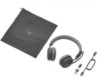 Logitech 2 UC - Micro-casque - sur-oreille - Bluetooth - sans fil - Suppresseur de bruit actif - USB-C via un adaptateur Bluetooth - graphite - Optimisé pour la CU 