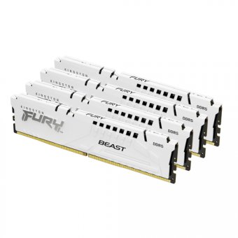 Kingston FURY Beast - DDR5 - kit - 64 Go: 4 x 16 Go - DIMM 288 broches - 5200 MT/s / PC5-41600 - CL40 - 1.25 V - mémoire sans tampon - on-die ECC - blanc 