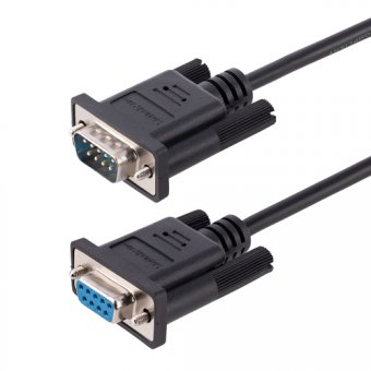 StarTech.com 3m RS232 Serial Null Modem Cable, Crossover Serial Cable w/Al-Mylar Shielding, DB9 Serial COM Port Cable Female to Male, Compatible w/DTE Devices - Tool-Less Design w/Thumbscrews, Black, F/M (9FMNM-3M-RS232-CABLE) - Câble de modem nul - DB-9 