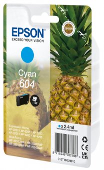 Epson 604 - 2.4 ml - cyan - original - emballage coque avec alarme radioélectrique/ acoustique - cartouche d'encre - pour Expression Home XP-2200, 2205, 3200, 3205, 4200, 4205, WorkForce WF-2910, 2930, 2935, 2950 