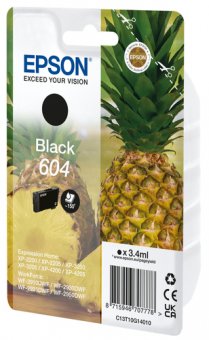 Epson 604 - 3.4 ml - noir - original - emballage coque avec alarme radioélectrique/ acoustique - cartouche d'encre - pour Expression Home XP-2200, 2205, 3200, 3205, 4200, 4205, WorkForce WF-2910, 2930, 2935, 2950 