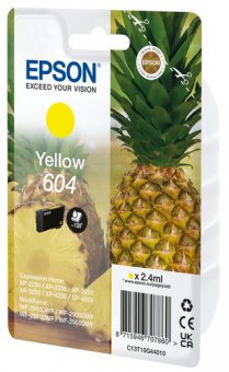 Epson 604 Singlepack - 2.4 ml - jaune - original - emballage coque avec alarme radioélectrique/ acoustique - cartouche d'encre - pour Expression Home XP-2200, 2205, 3200, 3205, 4200, 4205, WorkForce WF-2910, 2930, 2935, 2950 