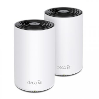 TP-Link Deco XE75 Pro V1 - Système Wi-Fi - (2 routeurs) - jusqu'à 5500 pieds carrés - maillage 1GbE, 2.5GbE - Wi-Fi 6E - Multi-Bande 