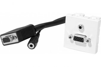 Plastron 45 x 45 avec cordon VGA + audio coudé - 0,2 m 
