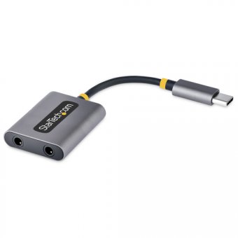 StarTech.com Adaptateur Casque USB-C, Double Casque USB-C avec Entrée Mic - Répartiteur audio - USB-C mâle droit pour jack mini femelle droit - 7 cm - noir, gris sidéral 