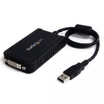 StarTech Adaptateur / Convertisseur Vidéo USB 2.0 vers DVI - Carte Graphique Externe USB (Mâle) vers DVI-I (Femelle) - 1920x1200 - Adaptateur vidéo externe - 32 Mo SDRAM - USB 2.0 - DVI - noir - pour P/N: DVIDDMM10, DVIDDMM6, DVIDSMM10, DVIMM6, DVISPL1DD, 