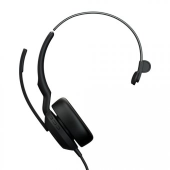 Jabra Evolve2 50 UC Mono - Micro-casque - sur-oreille - filaire - Suppresseur de bruit actif - USB-A - noir - certifié Zoom, Certifié pour Microsoft Teams, Cisco Webex Certified, Certifié Alcatel-Lucent, Certifié Unify, Certifié Google Meet, Certifié Amaz 