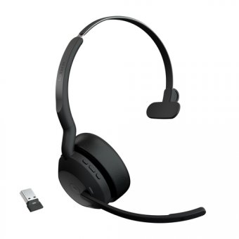 Jabra Evolve2 55 MS Mono - Micro-casque - sur-oreille - Bluetooth - sans fil - Suppresseur de bruit actif - USB-A via adaptateur Bluetooth - noir - certifié Zoom, Cisco Webex Certified, Certifié Tencent Meeting, Certifié Alcatel-Lucent, Certifié Avaya, Ce 