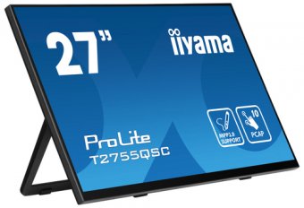 iiyama ProLite T2755QSC-B1 - Écran LED - 27" - écran tactile - 2560 x 1440 WQHD @ 75 Hz - IPS - 400 cd/m² - 1000:1 - 5 ms - HDMI, DisplayPort - haut-parleurs - noir mat 