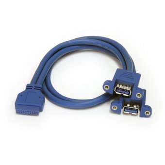 StarTech.com Câble USB 3.0 2 ports monté sur panneau ? Câble USB A vers adaptateur carte mère F/F - Câble interne USB vers externe - USB type A (F) pour IDC 20 broches (F) - 50 cm - bleu 