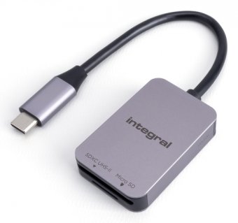 Integral DUAL SLOT - Lecteur de carte (SD, TransFlash, microSD, SDHC, microSDHC, SDXC, microSDXC) - UHS-II / Video Class V60 / Video Class V90 - USB-C 3.2 Gen 1 