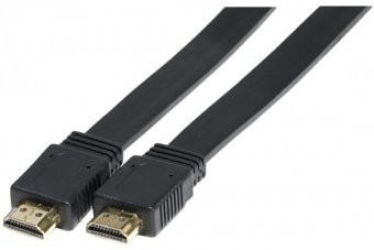 Cordon HDMI haute vitesse plat noir  - 2,0m 