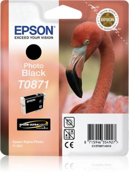 Epson T0871 - 11.4 ml - photo noire - original - blister - cartouche d'encre - pour Stylus Photo R1900 