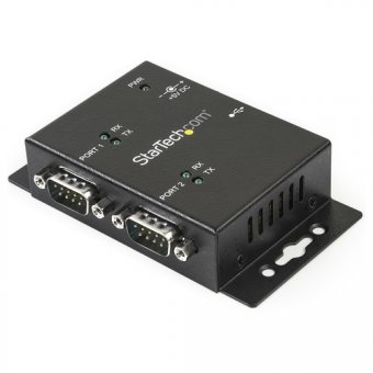 StarTech.com Hub adaptateur industriel USB vers série 2 ports à fixation murale avec clips de rail DIN - Adaptateur série - USB 2.0 - RS-232 x 2 - noir 