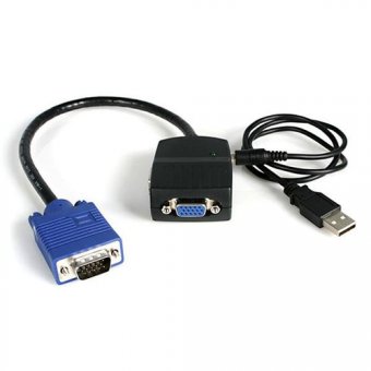 StarTech.com Câble répartiteur / Splitter vidéo VGA alimenté par USB - Adaptateur doubleur VGA - 1x (M) vers 2x (F) - Noir - Répartiteur video - 2 x VGA - de bureau 